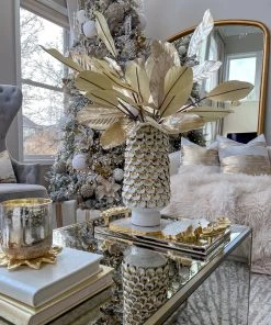 Inspire Me! Home Decor Gold Metallic Magnolia Leaf Stem