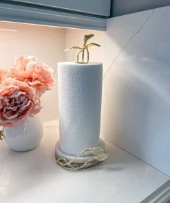 Inspire Me! Home Decor Gold Leaf Paper Towel Holder With Marble Base