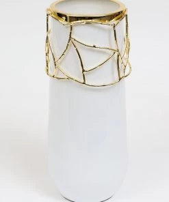 Inspire Me! Home Decor White Glass Vase With Mesh Design (2 Styles) "From Pops Of Color Home Collection"