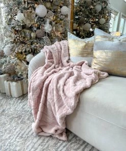 Inspire Me! Home Decor PILLOWS, RUGS, & THROWS Blush Faux Fur Throw