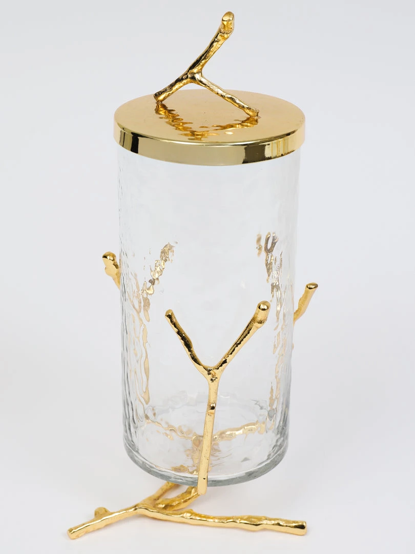 Inspire Me! Home Decor Glass Canister With Gold Metal Branch Design (3 Sizes) 5 Inspire Me! Home Decor Glass Canister With Gold Metal Branch Design (3 Sizes)