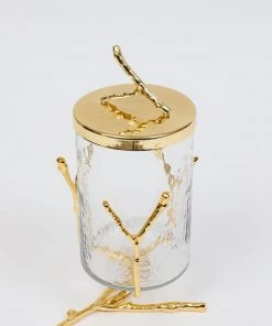 Inspire Me! Home Decor Glass Canister With Gold Metal Branch Design (3 Sizes) 10 Inspire Me! Home Decor Glass Canister With Gold Metal Branch Design (3 Sizes)