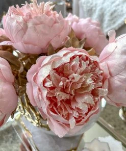Inspire Me! Home Decor Pink Sparkle Peony Stem