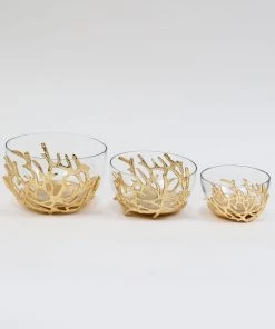 Inspire Me! Home Decor Bowls With Gold Textured Design (3 Sizes)