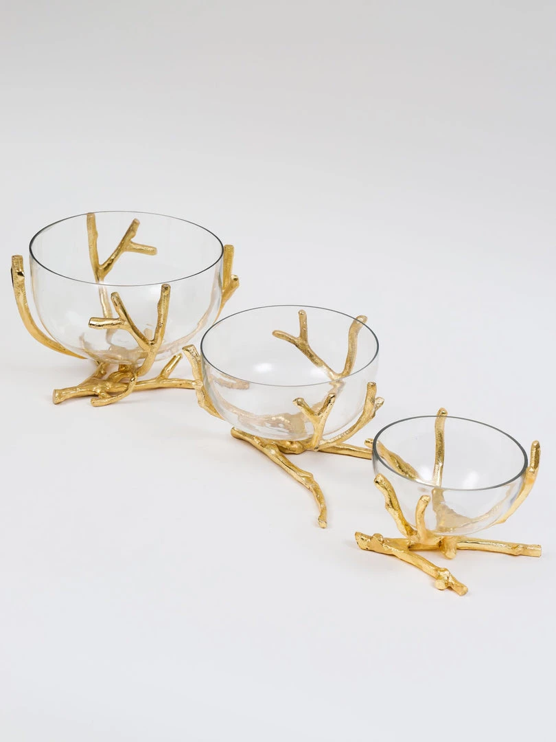 Inspire Me! Home Decor Bowls With Gold Branch Design (3 Sizes) 4 Inspire Me! Home Decor Bowls With Gold Branch Design (3 Sizes)