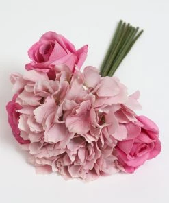Inspire Me! Home Decor 13" Real Touch Pink Rose & Hydrangea Bundle