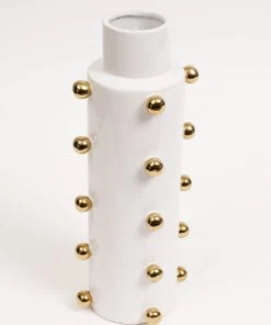 Inspire Me! Home Decor White Ceramic Studded Vase (3 Sizes)