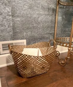 Inspire Me! Home Decor Gold Basket With Handles