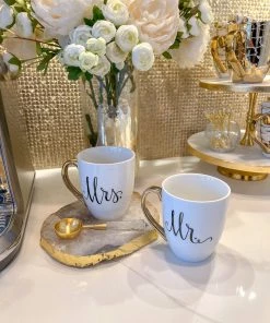 Inspire Me! Home Decor Mr. & Mrs. Mug Set (Set Of 2) Gold