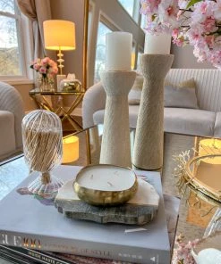 Inspire Me! Home Decor Set Of 2 Ceramic Beaded Candle Holders (2 Colors)