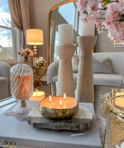 Inspire Me! Home Decor Set Of 2 Ceramic Beaded Candle Holders (2 Colors)