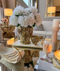 Inspire Me! Home Decor Gold Pierced Pattern Ginger Jar