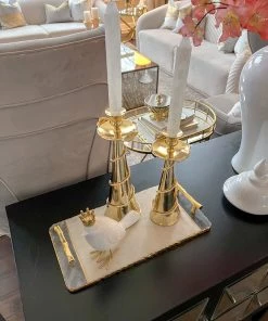 Inspire Me! Home Decor Gold Candle Holder Leaf Design (2 Sizes)