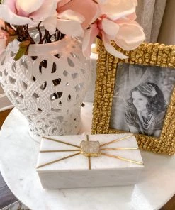Inspire Me! Home Decor Marble Decorative Box With Gold Agate Handle