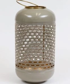 Inspire Me! Home Decor Light Grey And Gold Lantern With Handle