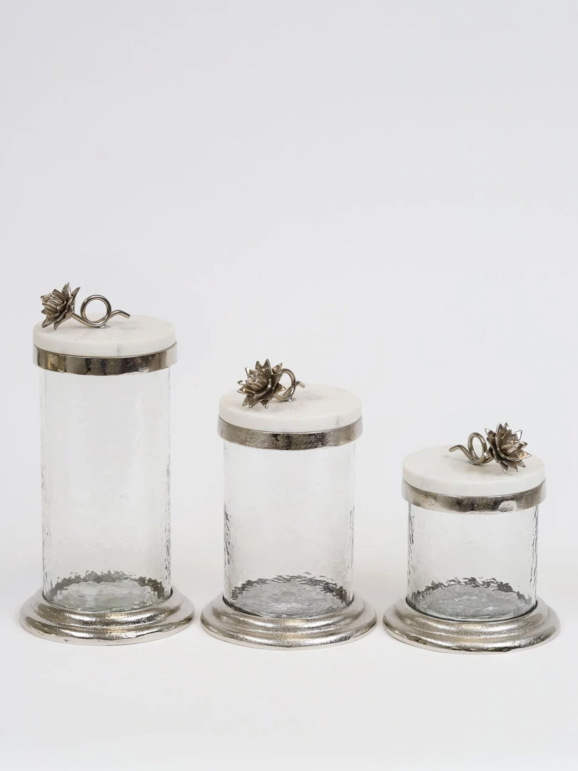 Inspire Me! Home Decor Gold Or Silver Canisters With Floral Lotus Lid (2 Colors) 17 Inspire Me! Home Decor Gold Or Silver Canisters With Floral Lotus Lid (2 Colors)