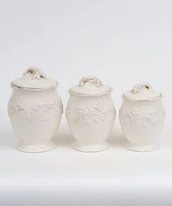 Inspire Me! Home Decor Oversized White Detailed Jars (Set Of 3)
