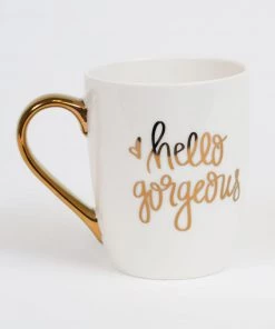 Inspire Me! Home Decor "Hello Gorgeous" Mug W/ Gold Handle
