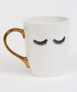 Inspire Me! Home Decor Eyelash Mug W/ Gold Handle