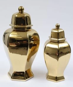 Inspire Me! Home Decor Gold Hexagon Ginger Jar (2 Sizes)