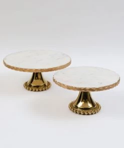 Inspire Me! Home Decor Gold Marble Cake Stand (2 Sizes)