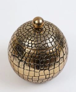 Inspire Me! Home Decor Round Gold Jar With Crocodile Print Pattern (2 Sizes) 9 Inspire Me! Home Decor Round Gold Jar With Crocodile Print Pattern (2 Sizes)