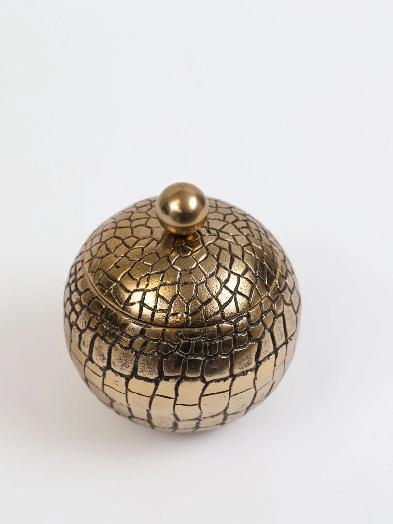 Inspire Me! Home Decor Round Gold Jar With Crocodile Print Pattern (2 Sizes) 6 Inspire Me! Home Decor Round Gold Jar With Crocodile Print Pattern (2 Sizes)
