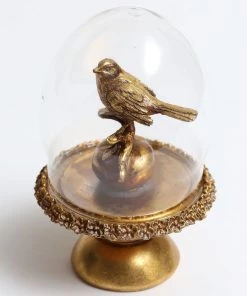 Inspire Me! Home Decor Golden Bird In Glass Cloche