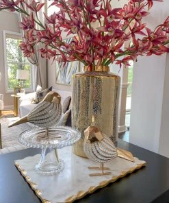 Inspire Me! Home Decor White And Gold Resin Birds (Set Of 2)