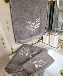 Inspire Me! Home Decor BATHROOM Granite Towel With Leaf & Vine Pattern (3 Sizes)