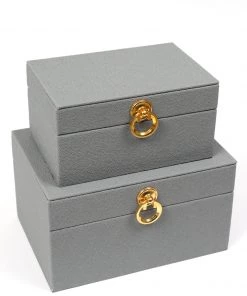 Inspire Me! Home Decor Set Of 2 Faux Leather Boxes W/ Gold Accent (2 Colors)