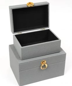 Inspire Me! Home Decor Set Of 2 Faux Leather Boxes W/ Gold Accent (2 Colors)