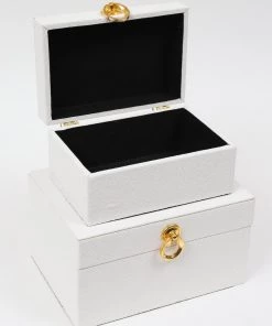 Inspire Me! Home Decor Set Of 2 Faux Leather Boxes W/ Gold Accent (2 Colors)