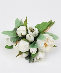 Inspire Me! Home Decor 13" Real Touch White Peony, Tulip And Eucalyptus Bouquet