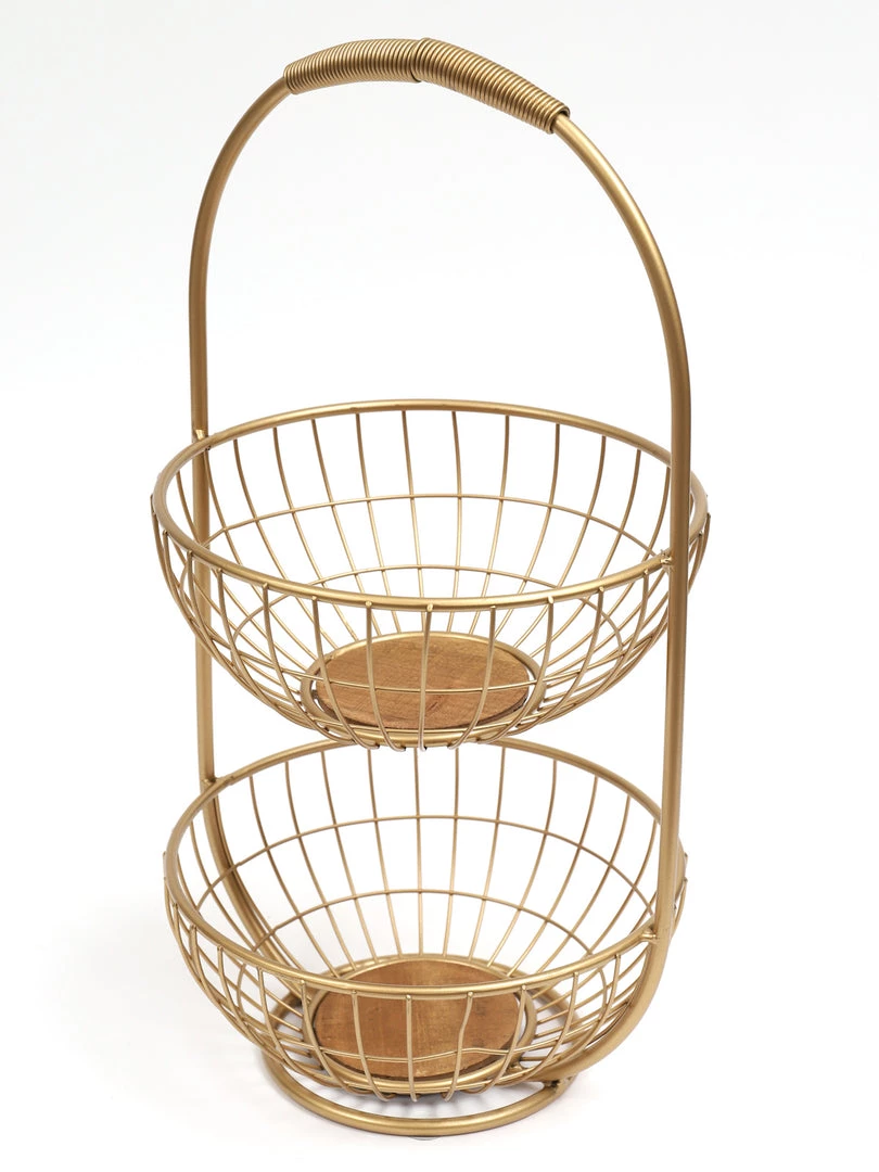 Inspire Me! Home Decor Gold Metal Two Tier Storage Basket 4 Inspire Me! Home Decor Gold Metal Two Tier Storage Basket
