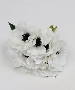 Inspire Me! Home Decor Floral Stems 10" Real Touch White Anemone Bouquet