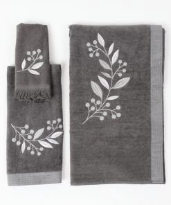 Inspire Me! Home Decor BATHROOM Granite Towel With Leaf & Vine Pattern (3 Sizes)