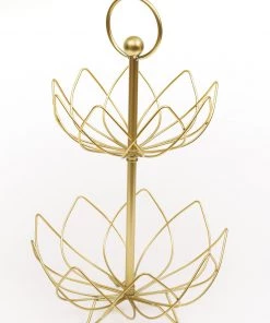 Inspire Me! Home Decor Gold Flower Shaped Metal Two-Tiered Display