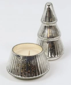 Inspire Me! Home Decor Etched Mercury Glass Tree Candle