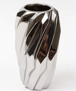 Inspire Me! Home Decor Silver Wavy Design Vase " From Pops Of Color Home Collection"