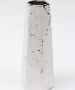 Inspire Me! Home Decor White And Silver Marble Design Vase " From Pops Of Color Home Collection"