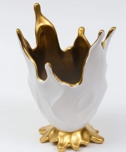 Inspire Me! Home Decor White And Gold Detailed Vase