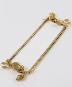 Inspire Me! Home Decor Rectangle Gold Floral Tray With White Enamel Interior