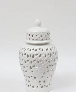 Inspire Me! Home Decor White Leaf Pattern Ginger Jar (2 Sizes) 18 Inspire Me! Home Decor White Leaf Pattern Ginger Jar (2 Sizes)