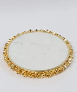 Inspire Me! Home Decor Round Marble Tray With Gold Floral Edge 17 Inspire Me! Home Decor Round Marble Tray With Gold Floral Edge