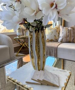 Inspire Me! Home Decor Gold & White Striped Vase (2 Sizes)