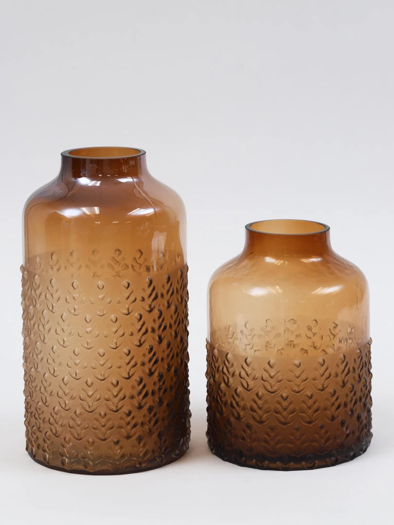 Inspire Me! Home Decor Amber Glass Textured Vase (2 Sizes) 4 Inspire Me! Home Decor Amber Glass Textured Vase (2 Sizes)