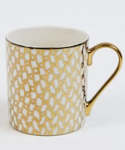 Inspire Me! Home Decor 14 Oz. Detailed Abstract Gold Pattern Print Mugs (6 Designs)