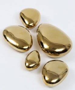 Inspire Me! Home Decor Glossy Gold Ceramic Decorative Stones (Set Of 5)