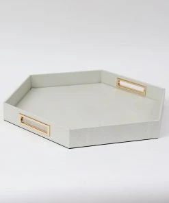 Inspire Me! Home Decor Pearlized Hexagon Trays With Gold Handles (2 Sizes)